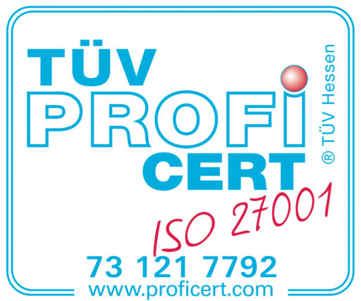 ISO 27001 seal from TÜV Proficert